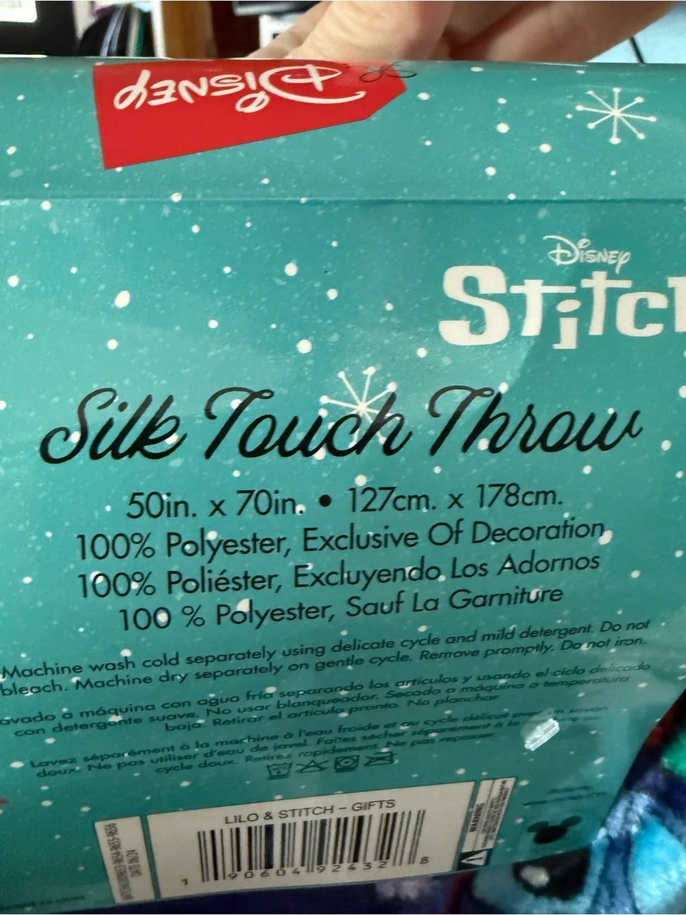 Disney Stitch Navy Holiday Blanket. 50x70